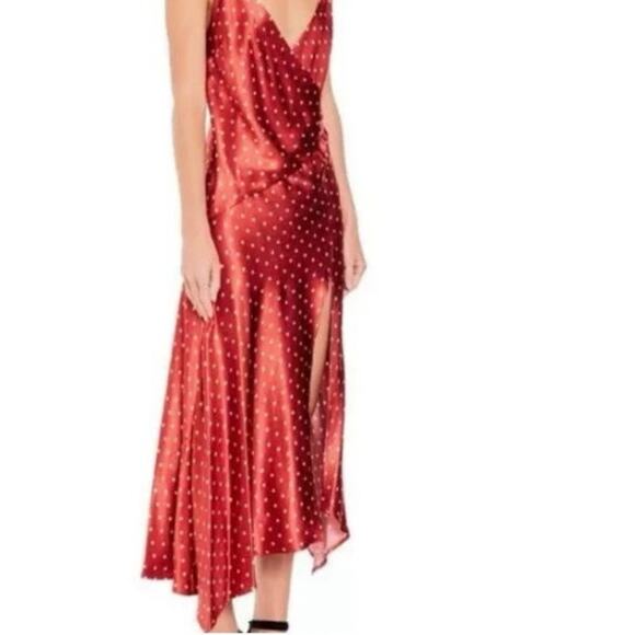 Bec and Bridge Bonjour Dress Red Polka Dot Leg Slit Strappy Crossover Size 6 NWT - Picture 9 of 10